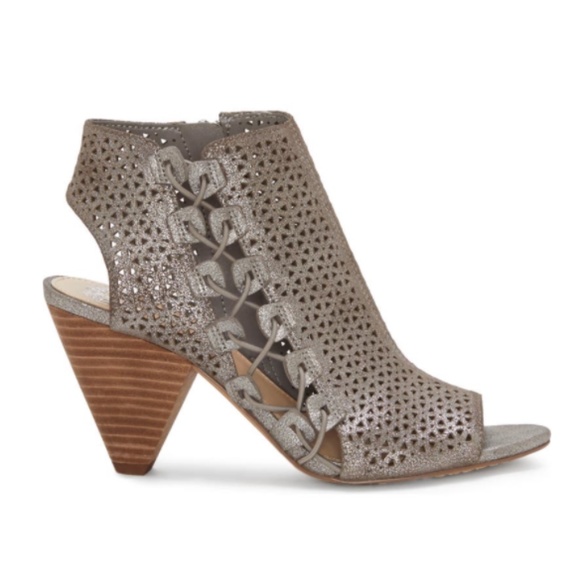 Vince Camuto Shoes - Vince Camuto Elison Silver Peep Toe Booties